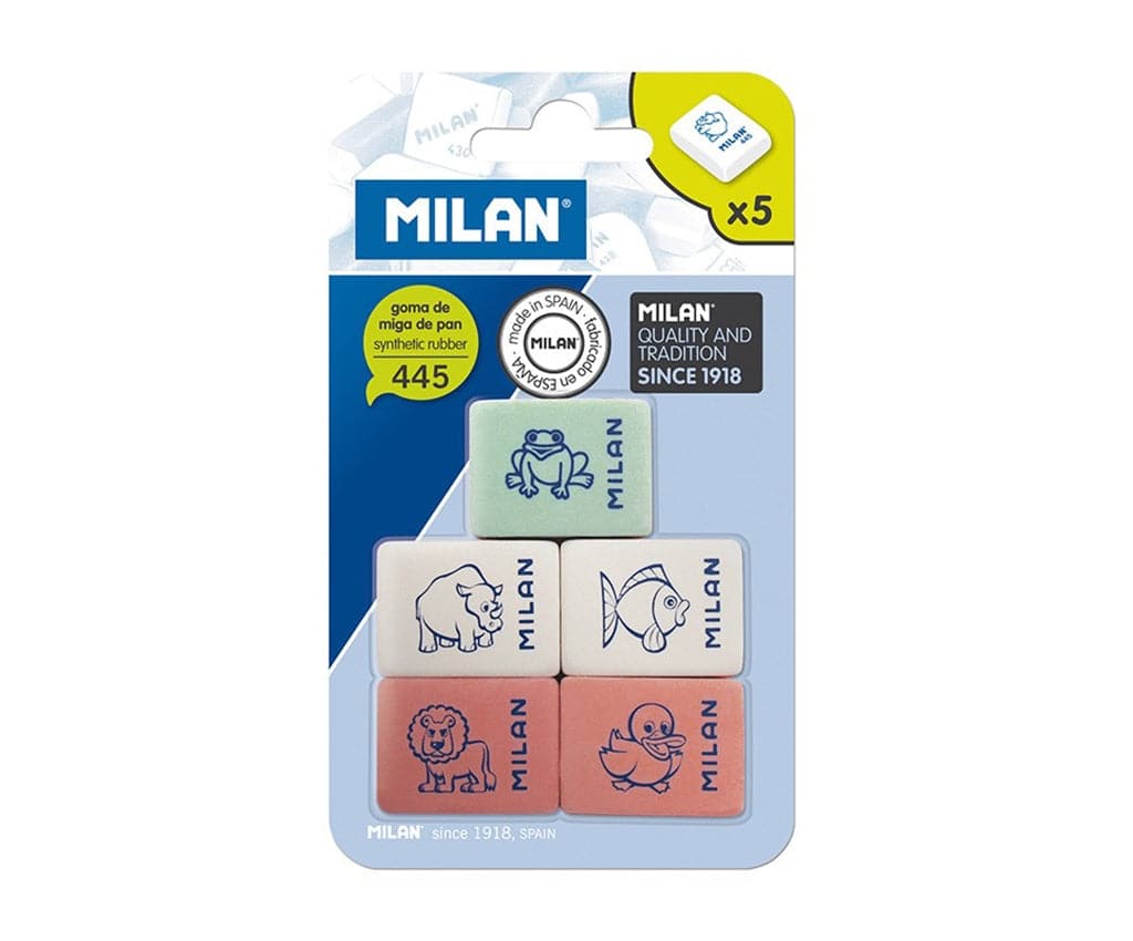 Milan -- Synthetic Rubber Erasers 445 -- Pack of 5 - The Journal Shop