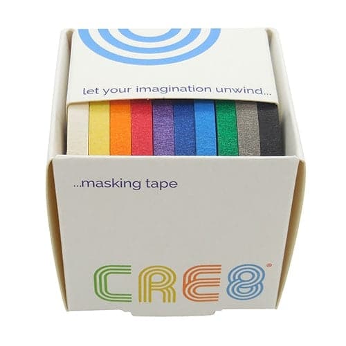 Cre8 Solid Coloured Masking Tape, Box of 10, 6mm - The Journal Shop