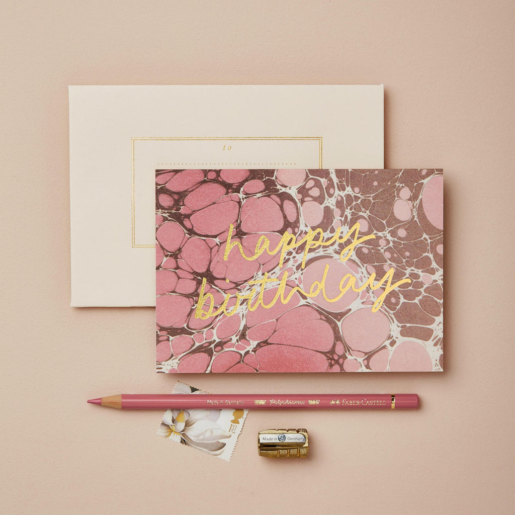 Wanderlust Pink Marble Birthday Card - The Journal Shop