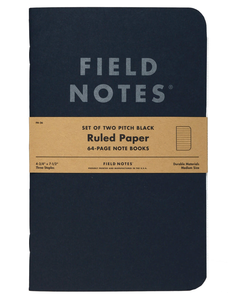 Field Notes 'Pitch Black' Notebook (A5, Pack of 2) - The Journal Shop