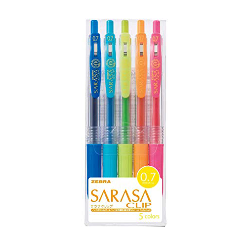 Zebra Sarasa Clip Gel Retractable Pen - 0.7mm - 5 pack - The Journal Shop