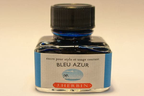 J Herbin Fountain Pen Ink Bottle -- Bleu Azur : Azure Blue - The Journal Shop