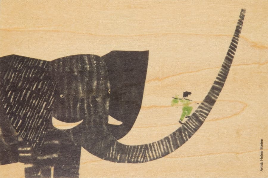 WOODHI Wooden Postcard - Boy on Elephant - The Journal Shop