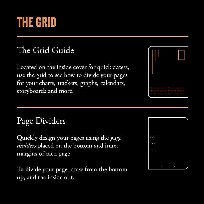 Information sheet showing key features, index layout and tools included in the Bullet Journal Edition 2.
