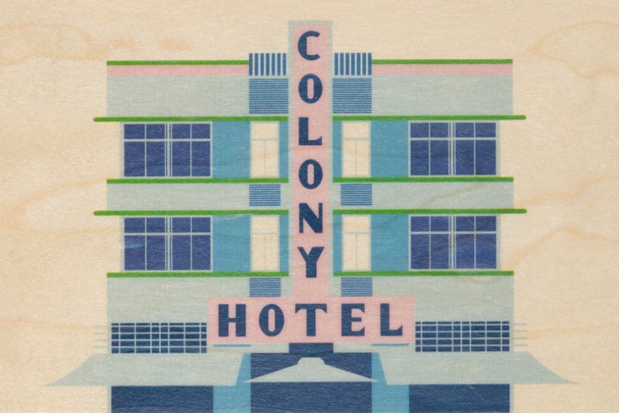 WOODHI Wooden Postcard - Miami Colony Hotel - The Journal Shop
