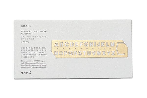 Traveler's Company BRASS Stencil Bookmark -- Alphabet - The Journal Shop