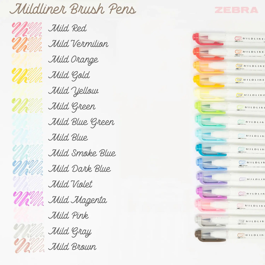 Zebra Mildliner Brush Pen Dual-Ended Highlighter - The Journal Shop