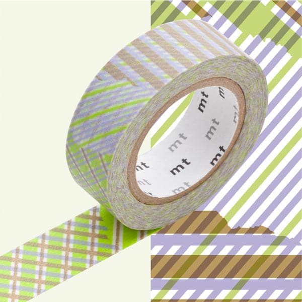 MT Masking Tape -- 1P Deco -- Stripes-Checked Green - The Journal Shop