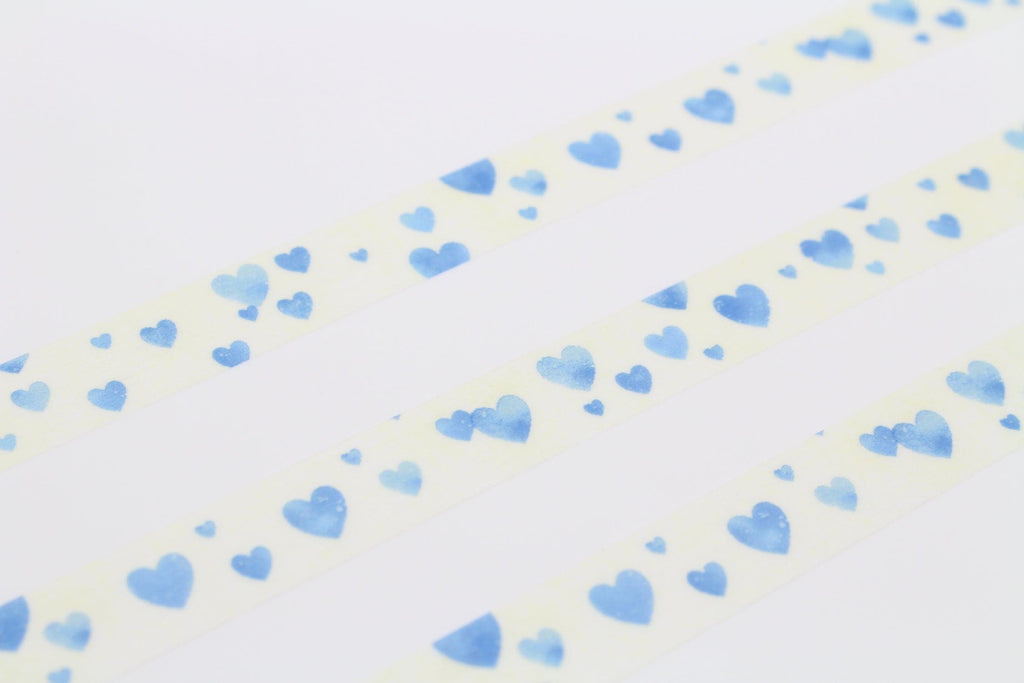 MT Washi Masking Tape -- Heart Stamp Blue - The Journal Shop