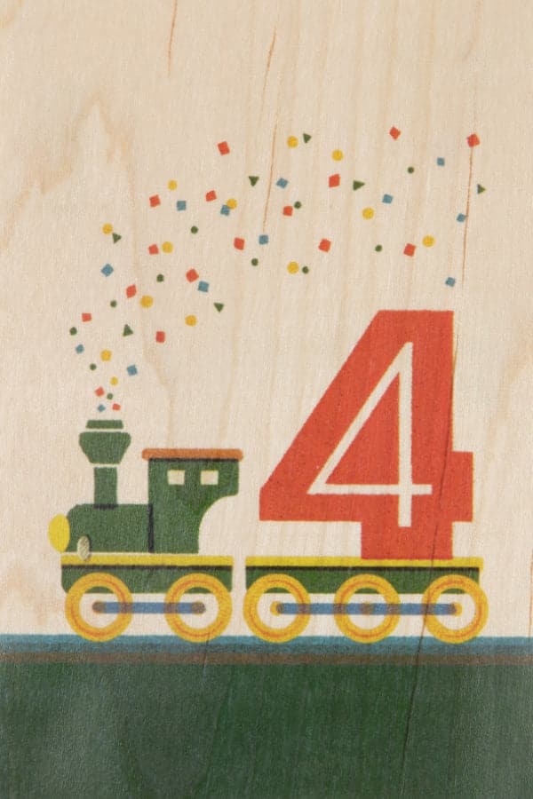 WOODHI Wooden Postcard - Numbers Birthday 4 - The Journal Shop