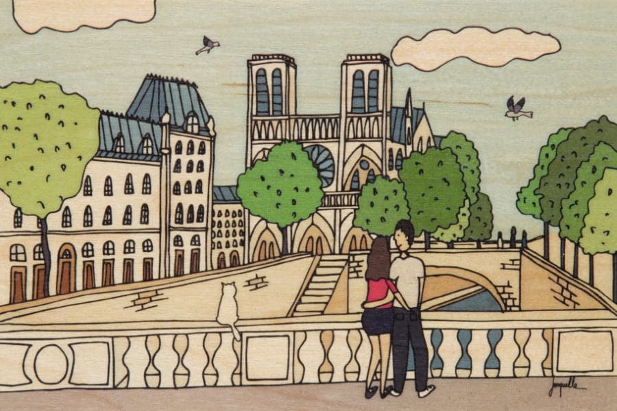 WOODHI Wooden Postcard - Paris Illustré Notre-Dame - The Journal Shop