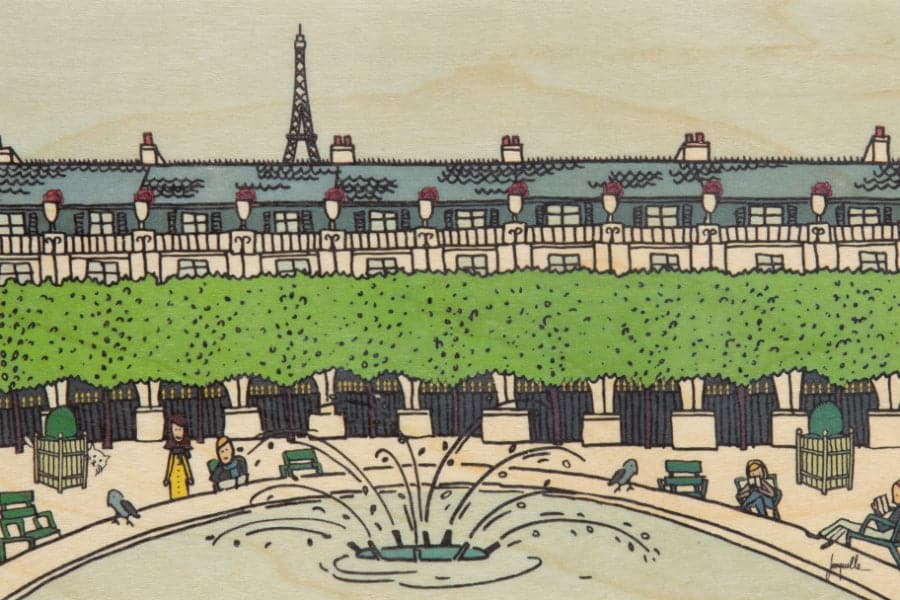 WOODHI Wooden Postcard - Paris Illustré Palais Royal - The Journal Shop