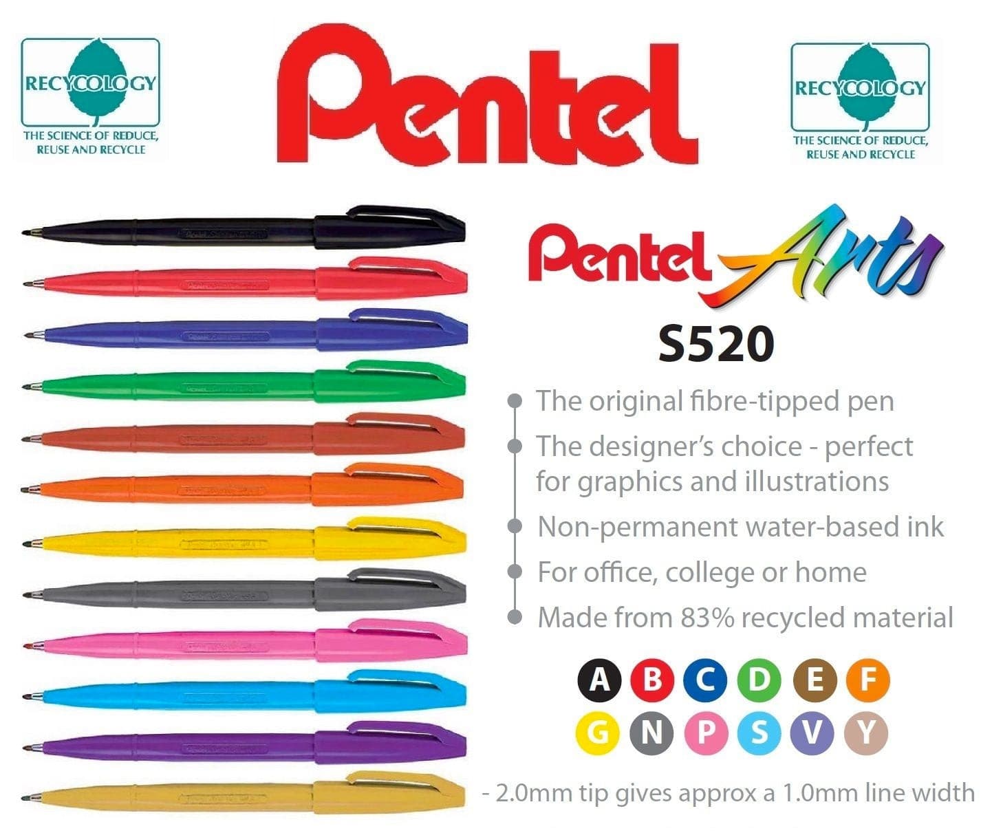 Sign Pen Fibre Tip 2.0mm Nib Size - Black
