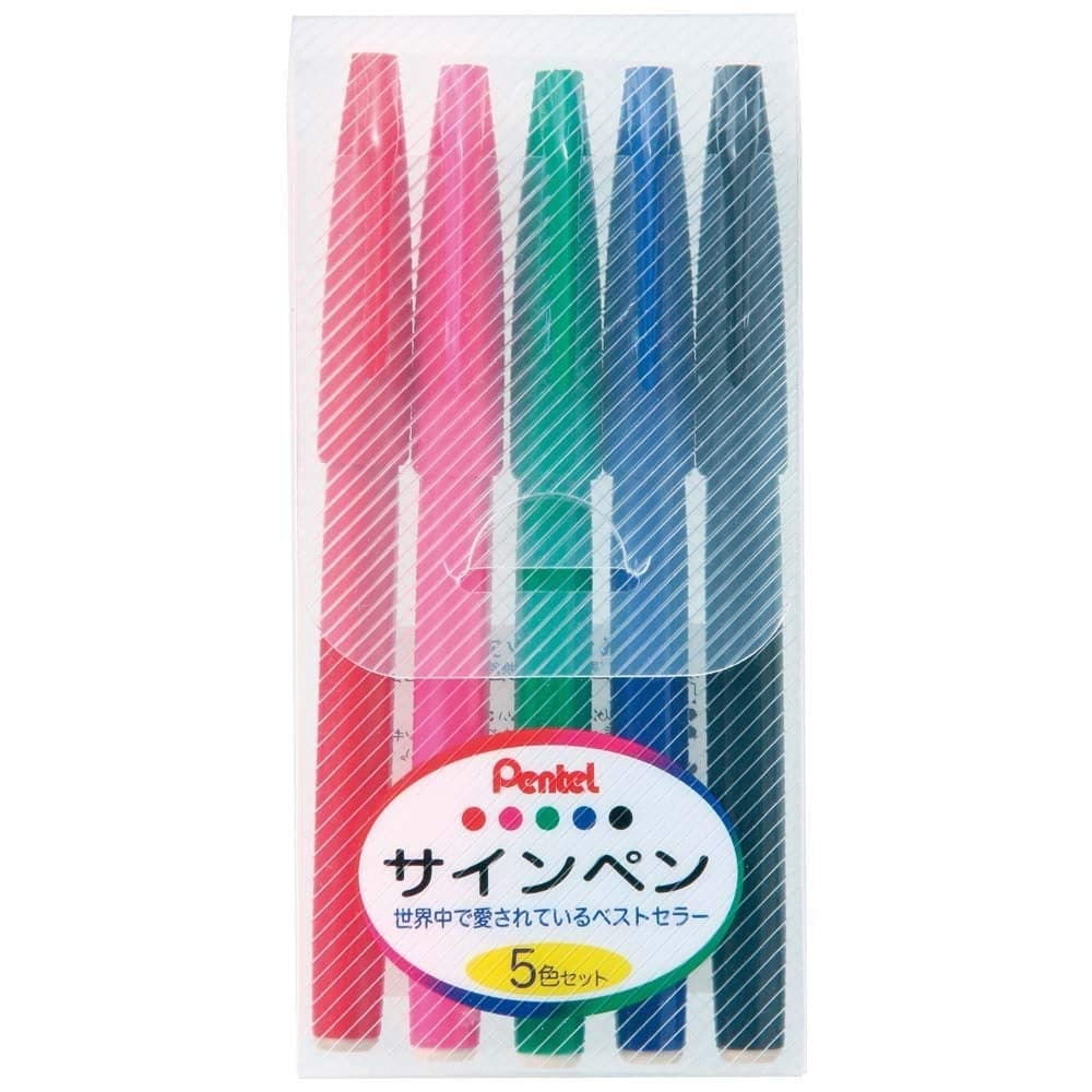 Pentel Sign Pen 5 Colour Pack - The Journal Shop