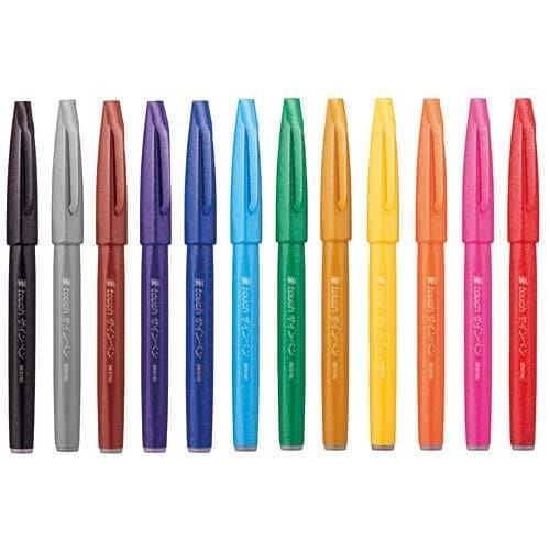 PENTEL Brush Pen Brush Touch Sign Pen NEW 6 Colors Set