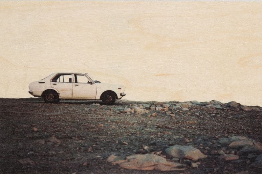 WOODHI Wooden Postcard - Photos White Car - The Journal Shop
