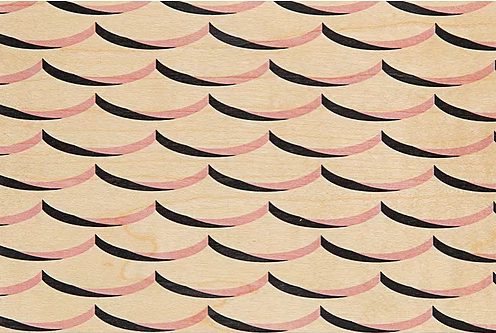 WOODHI Wooden Postcard - Art Deco Pink Waves - The Journal Shop
