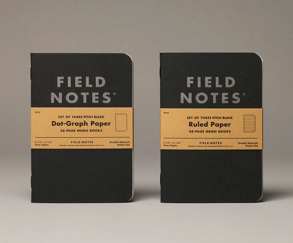 Field Notes 'Pitch Black' Memo Book (A6, Pack of 3) - The Journal Shop