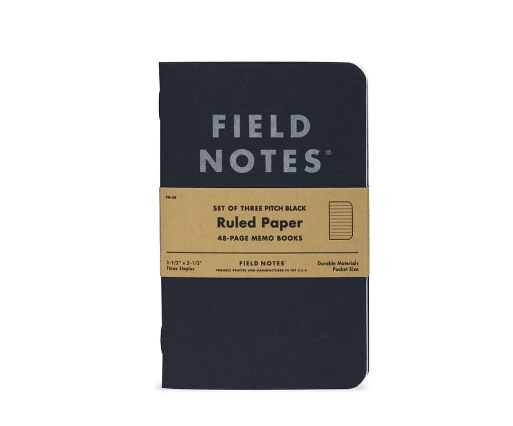 Field Notes 'Pitch Black' Memo Book (A6, Pack of 3) - The Journal Shop