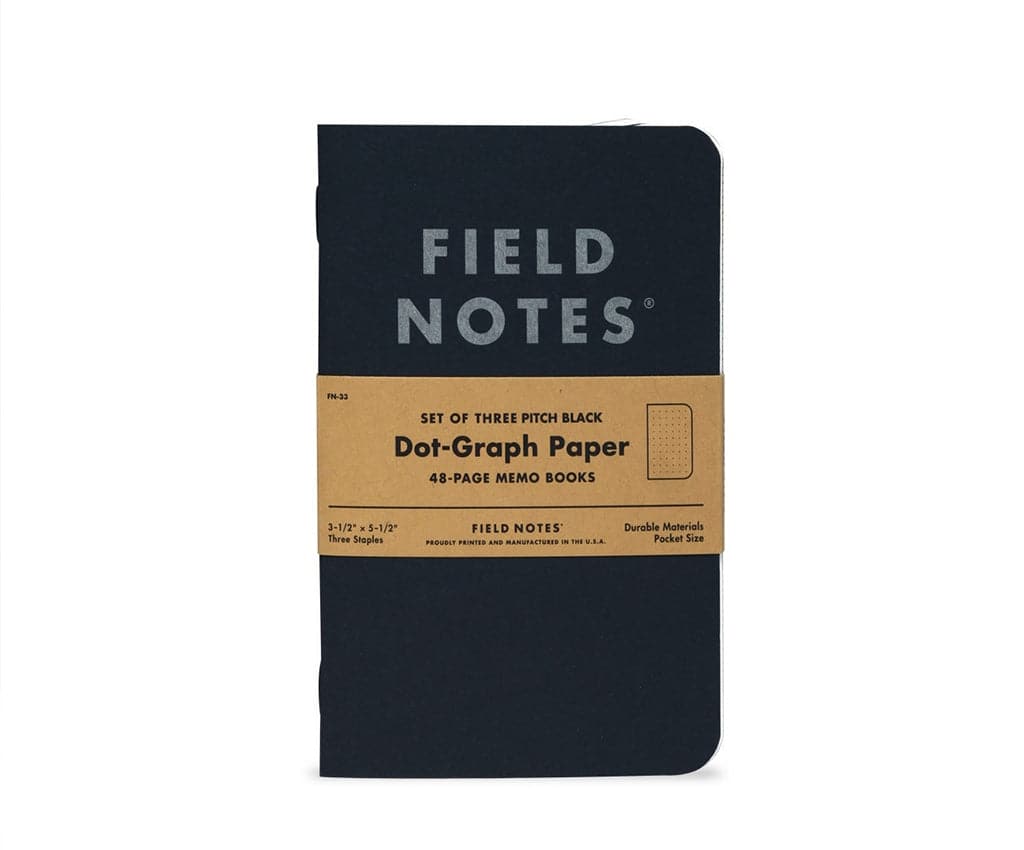 Field Notes 'Pitch Black' Memo Book (A6, Pack of 3) - The Journal Shop