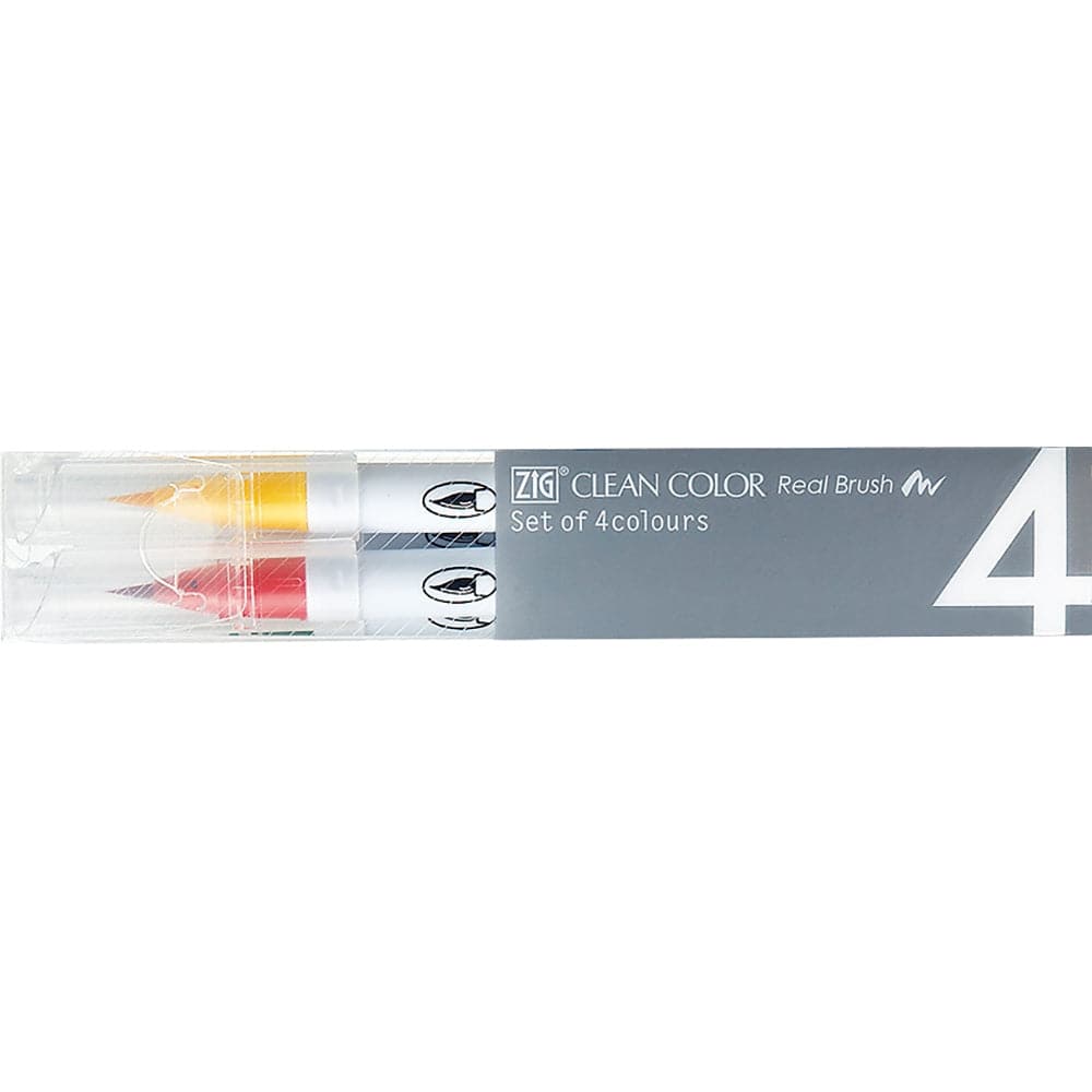 Kuretake ZIG Clean Color Real Brush - Set of 4 colours - Pop colours - The Journal Shop