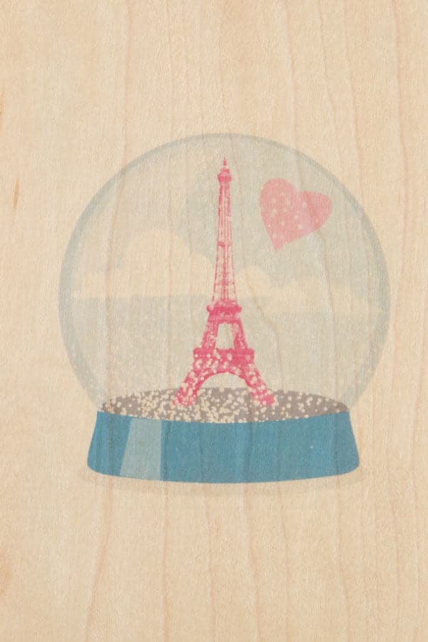 WOODHI Wooden Postcard - Snow Globes Eiffel - The Journal Shop