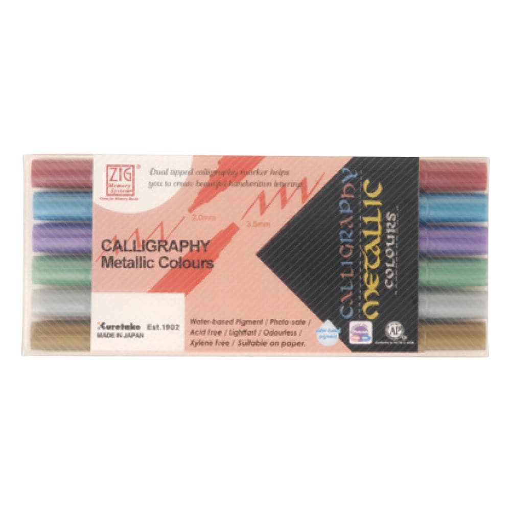 Kuretake ZIG Memory System Calligraphy Metallic Colours (Set of 6 colors) - The Journal Shop