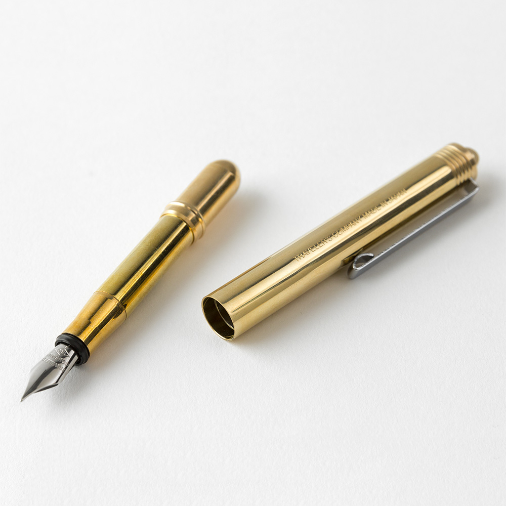 Traveler's Company Brass Pocket Fountain Pen – Compact, Patina-Ready