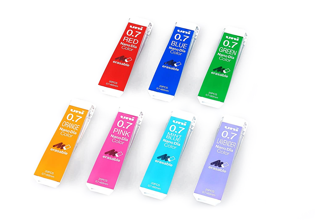 Mitsubishi Uni Nano Dia Coloured Pencil Lead 0.7mm, Available in Seven Dazzling Colours