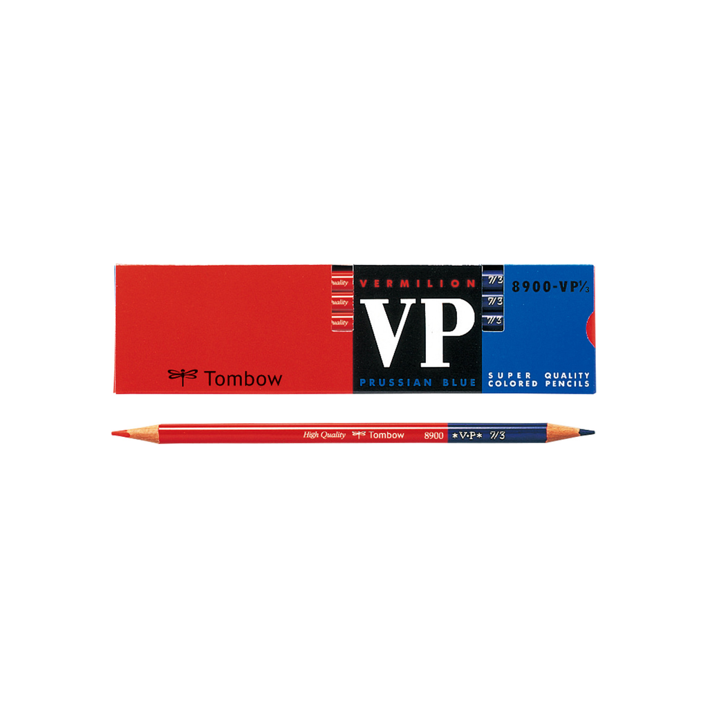Tombow VP 7-3 Vermillion-Prussian Blue Bicolour Pencil - The Journal Shop