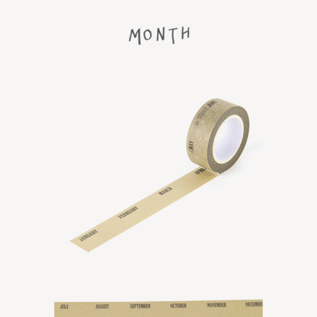 Livework Life & Pieces Paper Tape - 15mm - Month - The Journal Shop