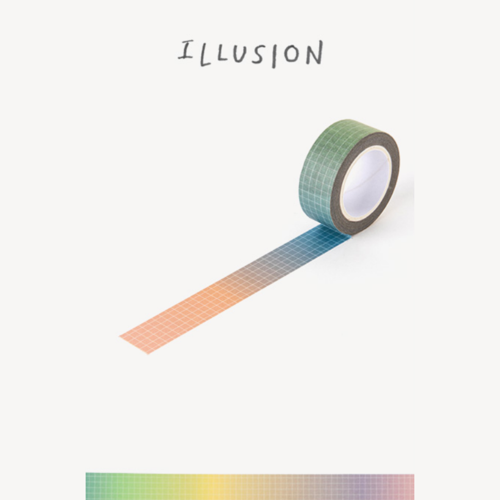 Livework Life & Pieces Paper Tape – Illusion, featuring a gradient grid design in soft hues.