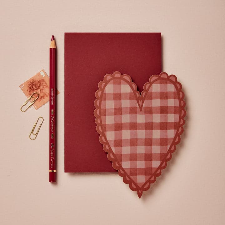 Wanderlust Red Gingham Heart Card - The Journal Shop