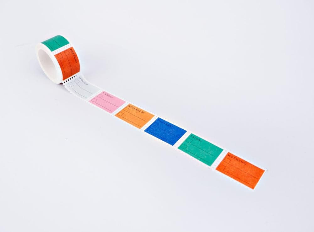 The Completist Primary Days Of The Week To Do Stamp Washi Tape - The Journal Shop