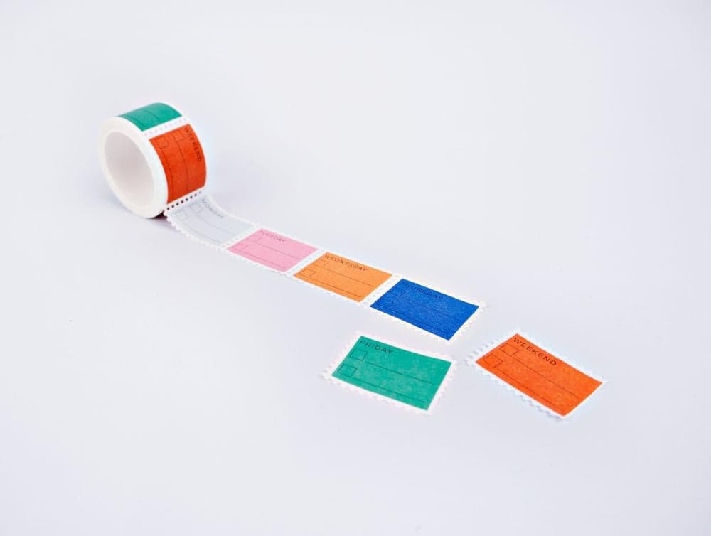 The Completist Primary Days Of The Week To Do Stamp Washi Tape - The Journal Shop