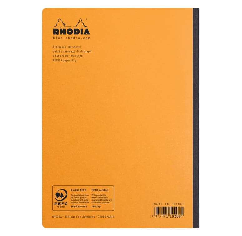 Rhodia Composition Book (A5, Grid) - Orange - The Journal Shop
