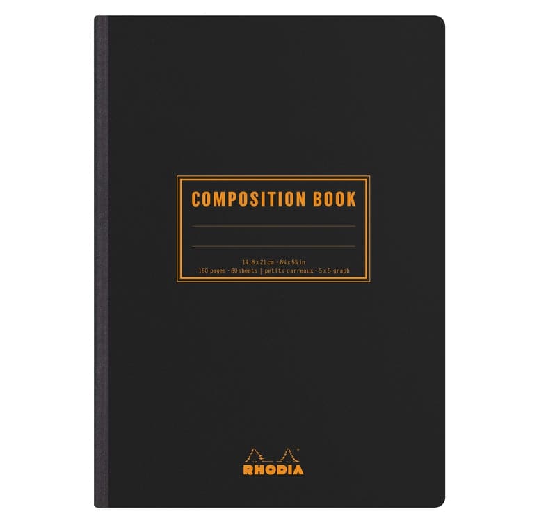 Rhodia Composition Book (A5, Grid) - Black - The Journal Shop